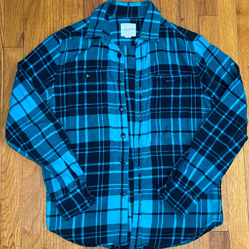 American Eagle Mens Plaid Flannel Button-Up Shirt